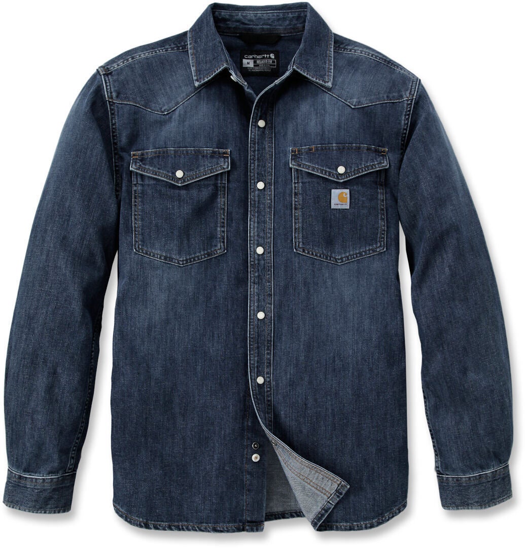 Carhartt Montana Relaxed Fit Denim Long-Sleeve Snap Front Shirt L Figure 1