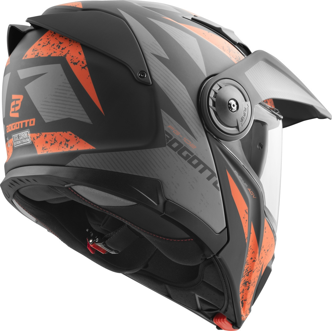 Bogotto FG-102 Safari Cască Enduro din fibră de sticlă Negru mat/gri/portocaliu M Figura 4