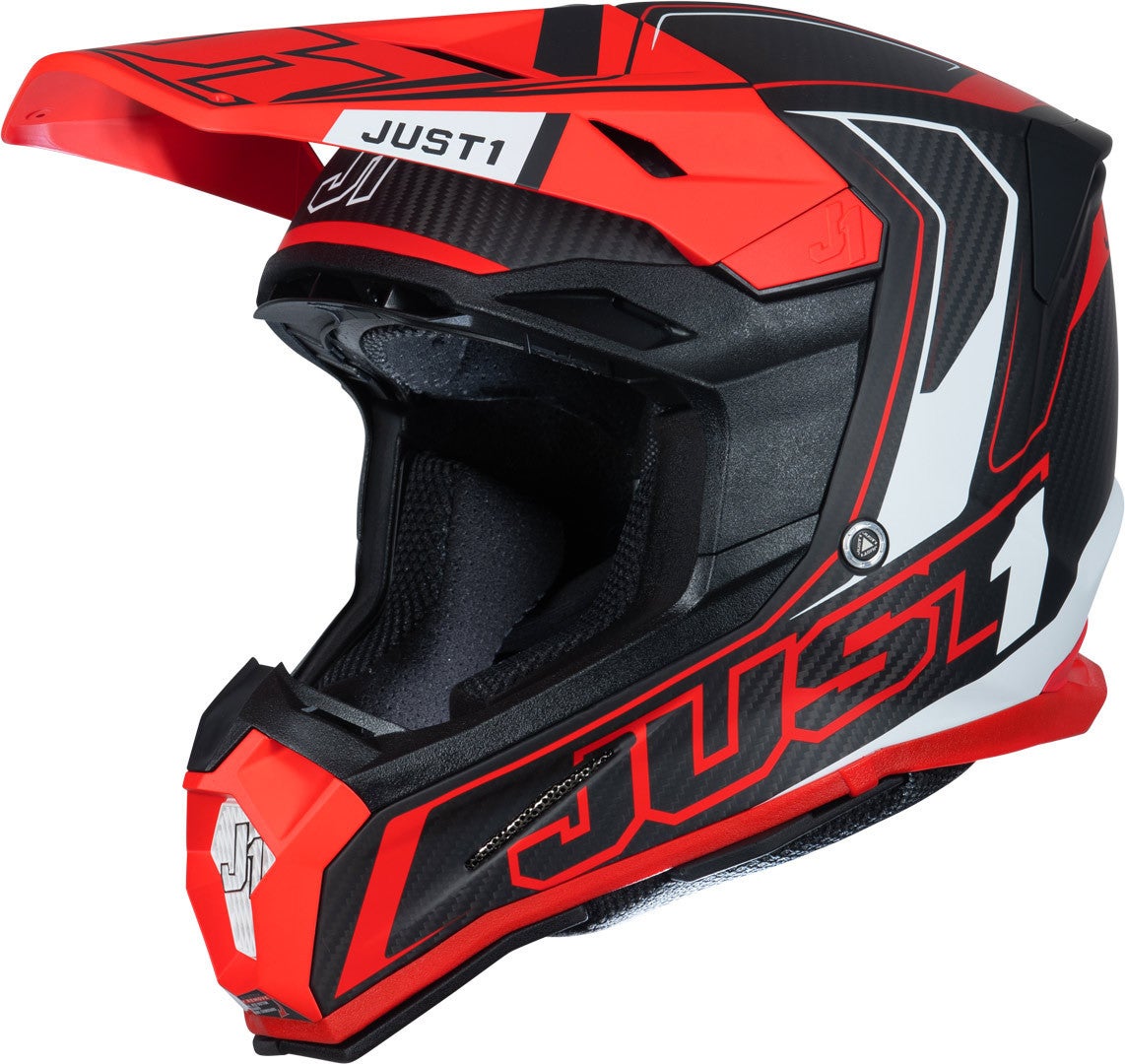 Just1 J22 Carbon Fluo 2.0 Motorcross Helm rood/wit Verlies (59/60) Figuur 1