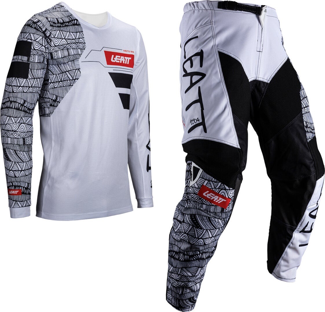 Leatt 3.5 Ride Kit Mosaic 2025 Set Maglia e Pantaloni Motocross bianco/nero/rosso XL Figura 1
