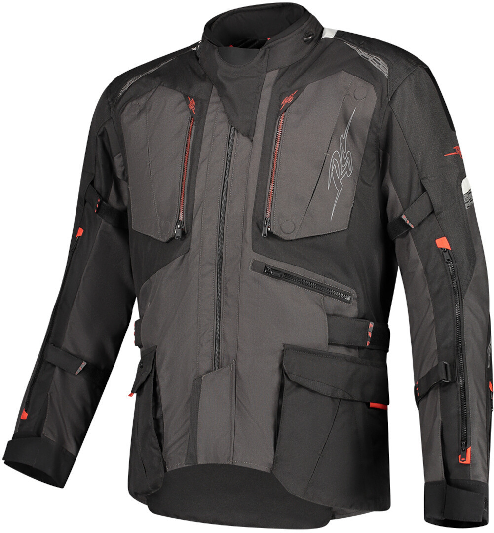 Rusty Stitches Cliff Wasserdichte Motorrad Textiljacke schwarz/grau/rot 4XL Abbildung 15