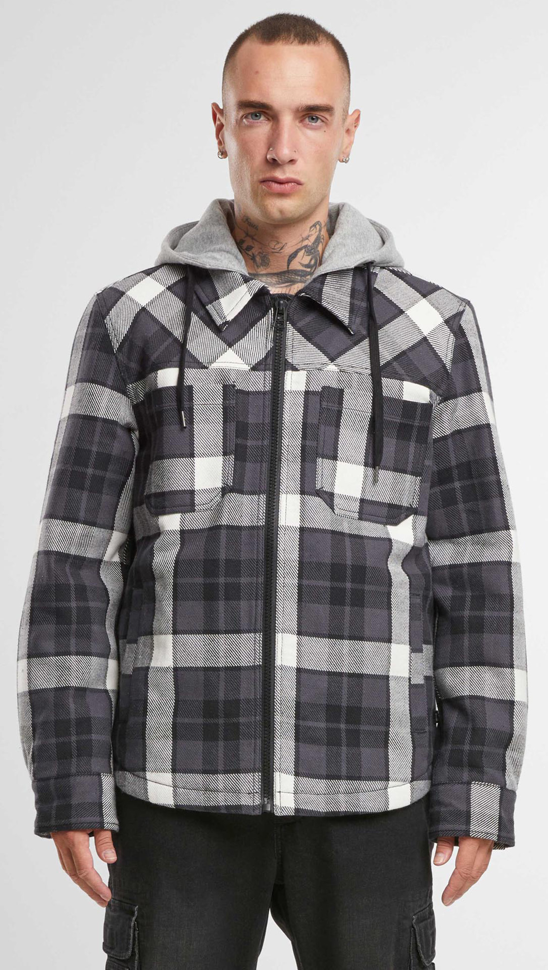 Brandit Top Heavy Twill Jacket black/white/grey M Figure 4