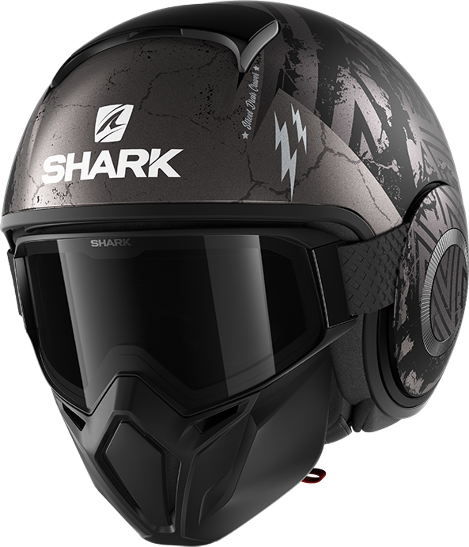 Shark Street-Drak Crower Capacete do jato preto fosco/cinza L (59/60) Figura 1
