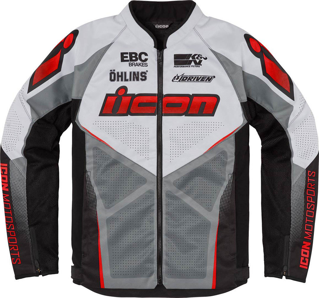 Icon Hooligan Ultrabolt Motorcycle Textile Jacket grey/black/red 3XL Figure 1