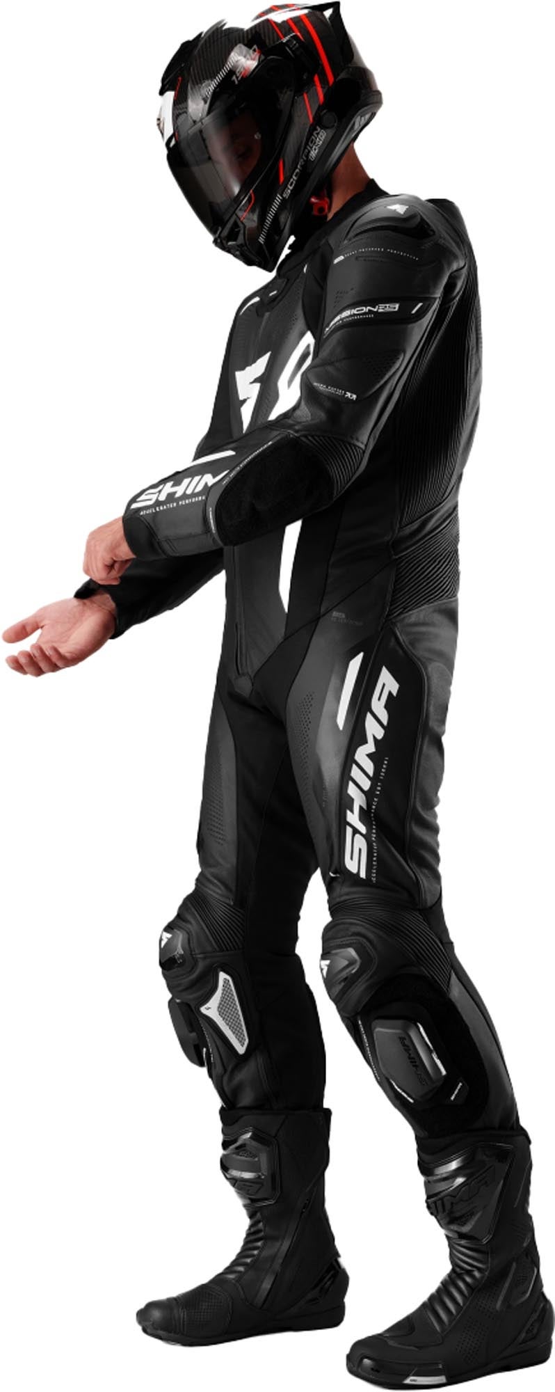 SHIMA Mission RS One Piece Motorcycle Leather Suit black/white 46 Figure 5
