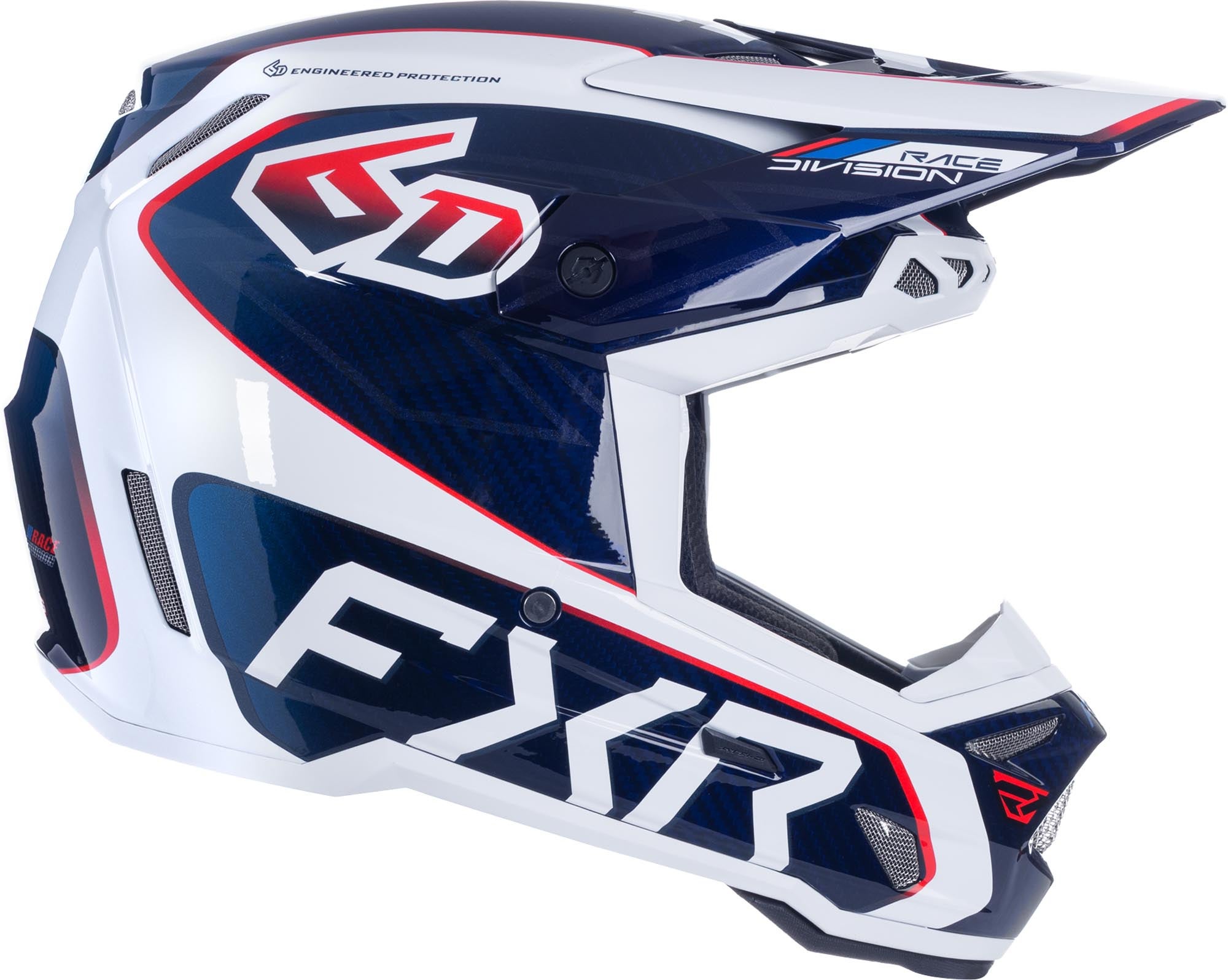 FXR 6D ATR-3 FIM Carbon Motocross Helmet white/red/blue L Figure 3