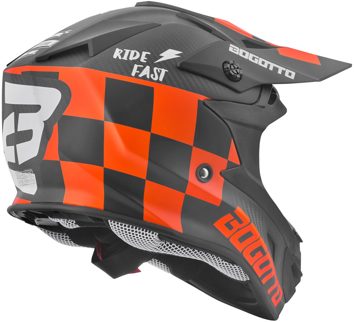 Bogotto V328 Xadrez Carbon Motocross hjelm sort/orange 2XL Figur 6