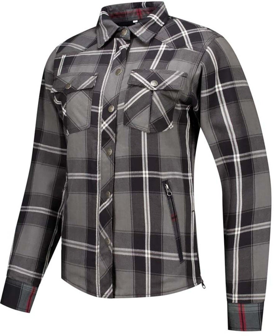 Rusty Stitches Liss V2 Camicia da moto da donna grigio/nero/bianco 38 Figura 1