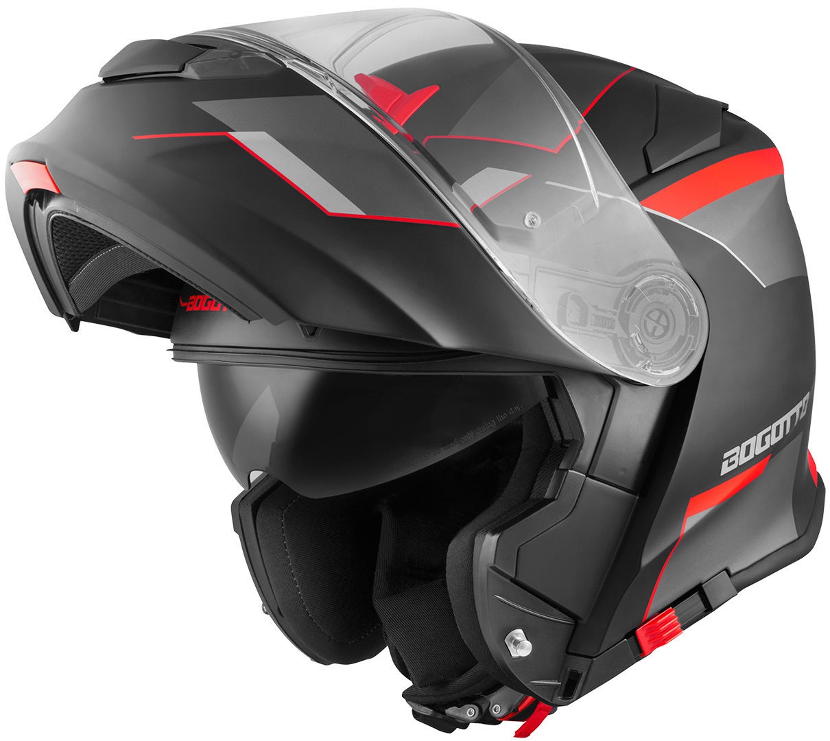 Bogotto V271 Delta Casco nero opaco/rosso M Figura 1