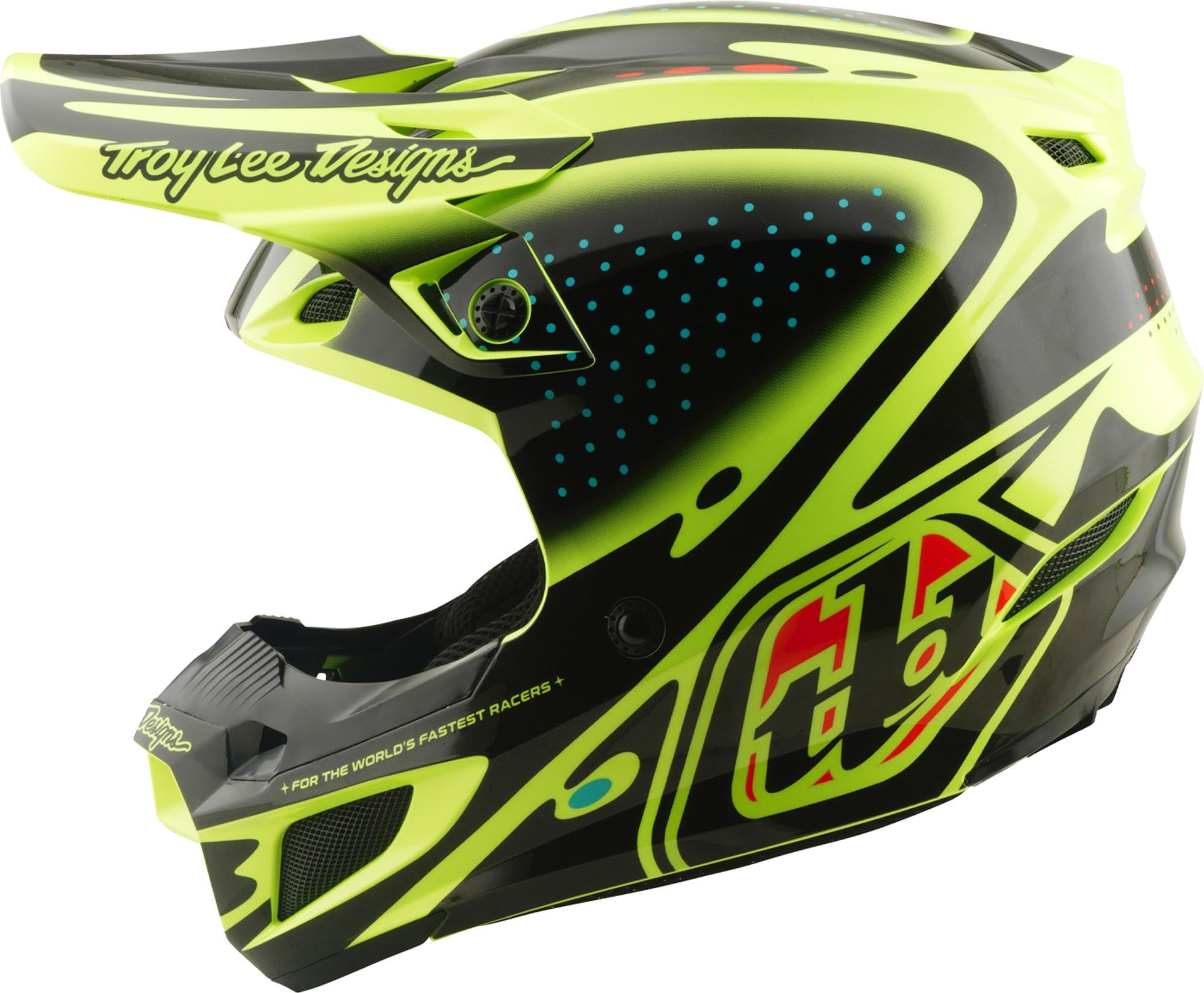 Side view of Troy Lee Designs SE5 Polycarbonate MIPS The Line Motocross Helmet