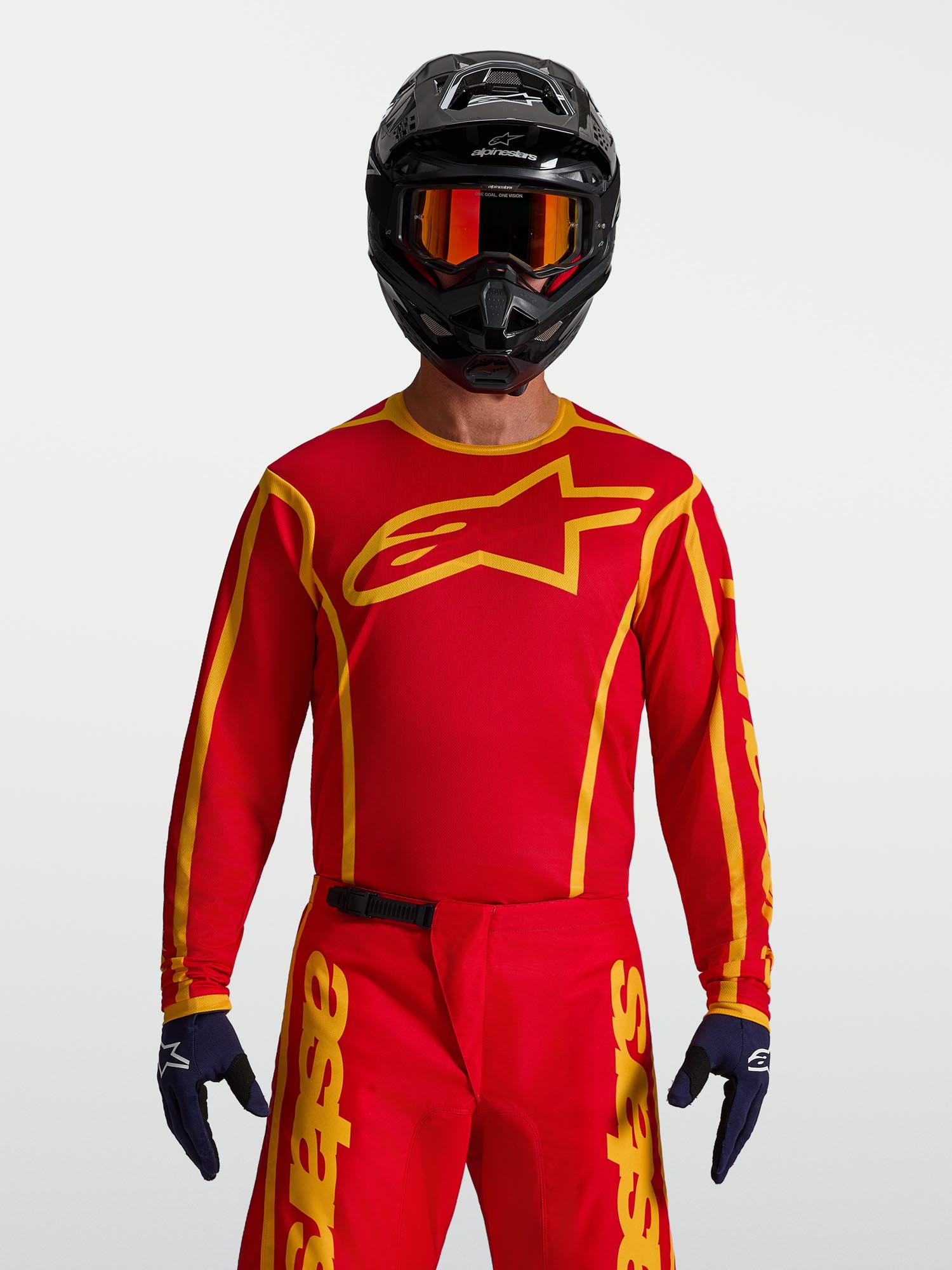 Alpinestars Fluid Apex V2 Maillot Motocross Rouge/Or S Figure 7