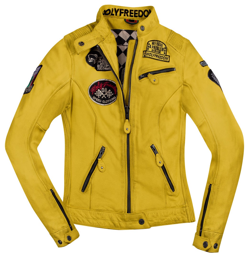 HolyFreedom Zero Ladies Motorcycle Leather Jacket yellow XXL Figure 1