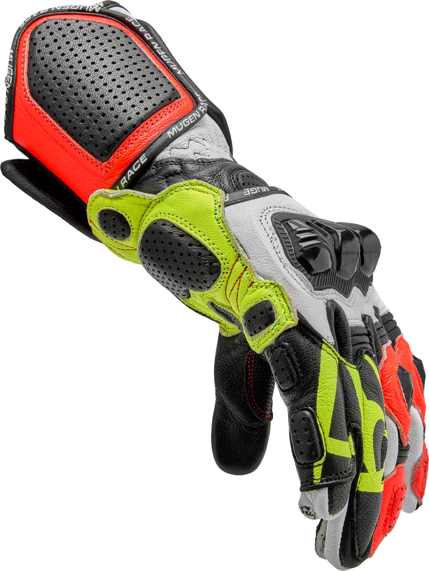 MUGENRACE Chili Sport Mănuși de motocicletă negru/alb/roșu neon/galben neon XS Figura 4