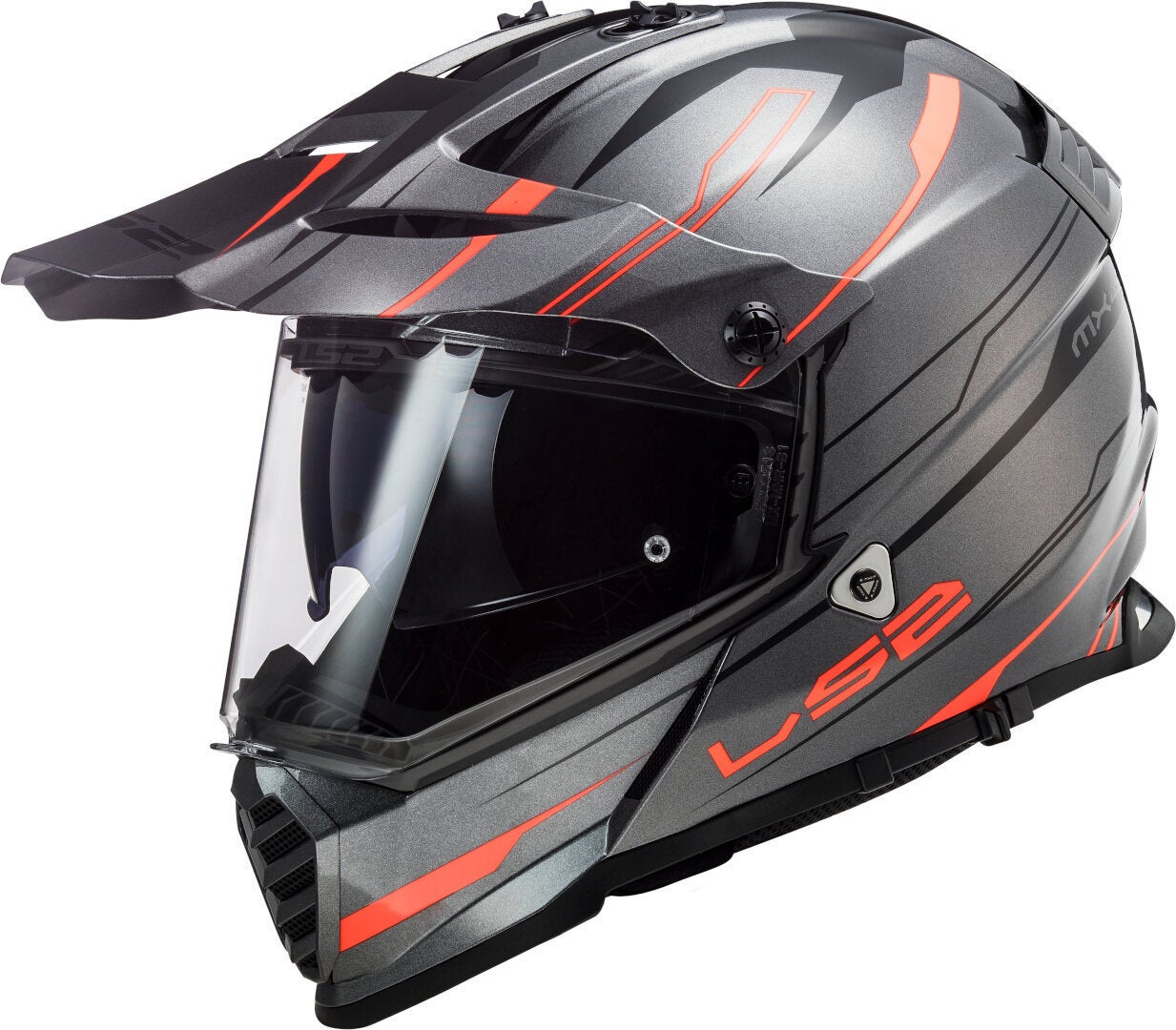 LS2 MX436 Pioneer Evo Knight Casque Motocross Gris/Orange L (59/60) Figure 1