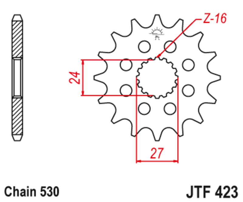 JT-DRIVHJUL Stål ljudfritt framdrev 423 - 530 Figur 2
