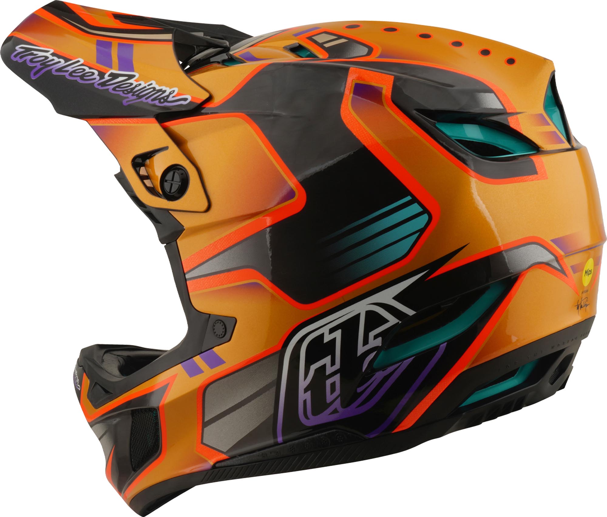 Side view of Troy Lee Designs D4 Carbon MIPS Crest Downhill Helmet