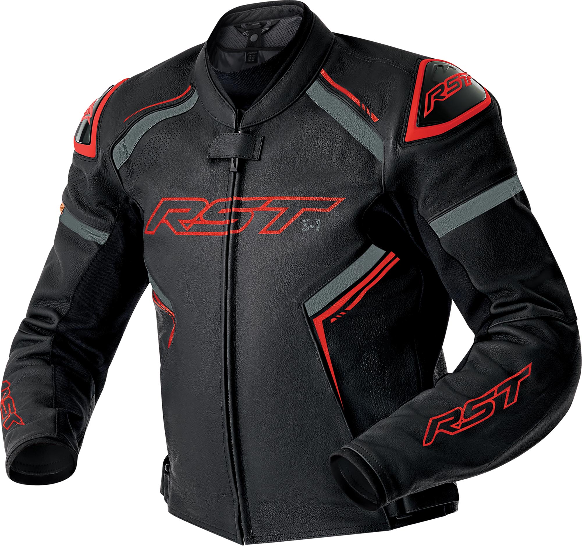 RST S1 D3O Veste en cuir de moto perforée noir/rouge 56 Figure 1