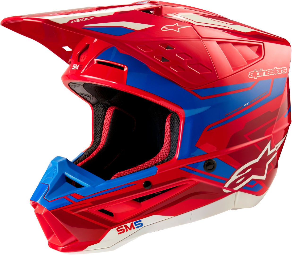 Alpinestars S-M5 Action 2 2024 Мотокрос каска червено/синьо S (55/56) Фигура 1