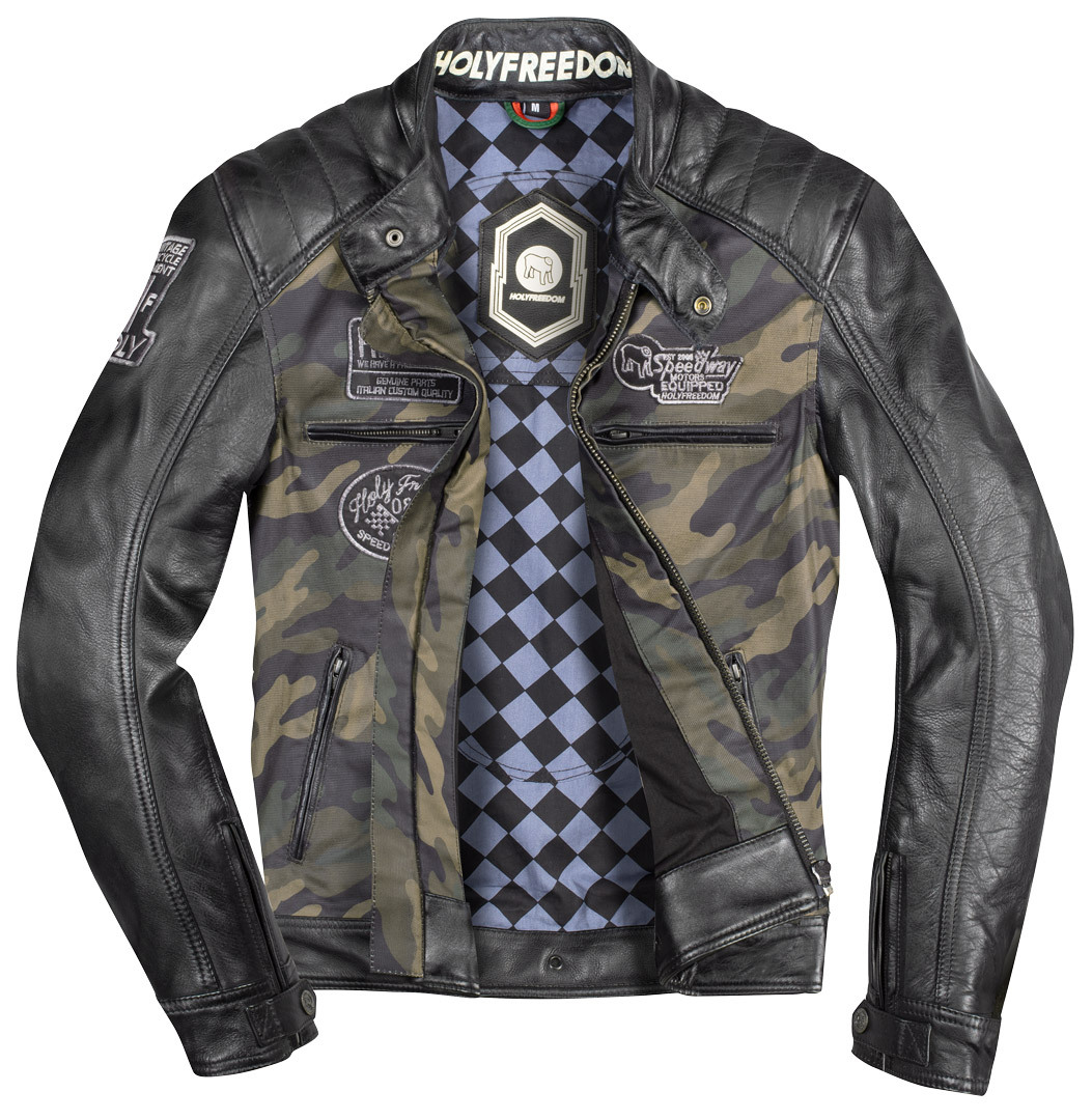 HolyFreedom Zero Camo Motorrad Lederjacke XL Abbildung 2