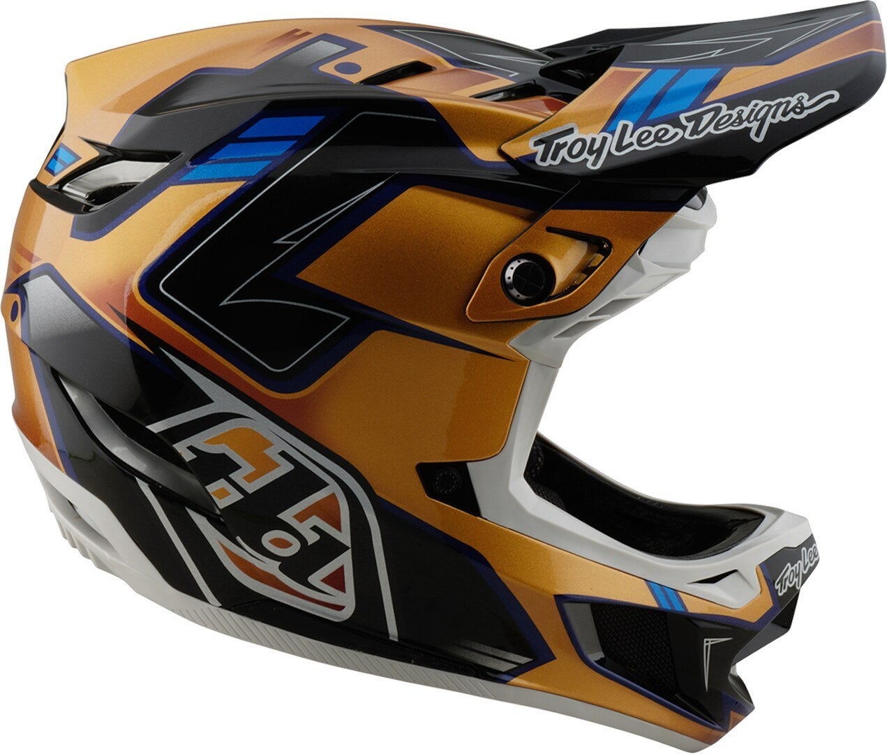 Side view of Troy Lee Designs D4 Mips Royalty Composite Downhill Helmet