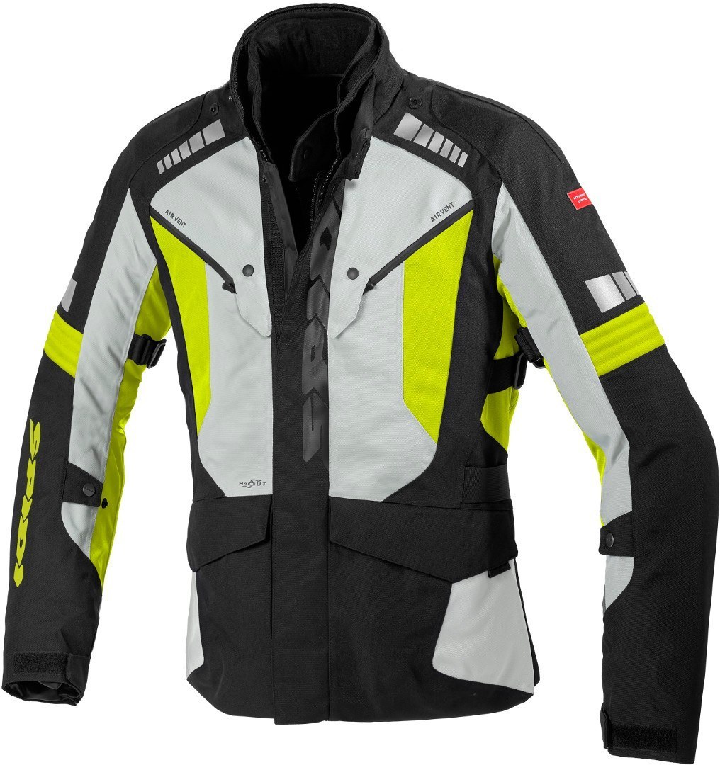 Spidi H2Out Outlander Motorcycle Textile Jacket black/grey/yellow L Figure 1