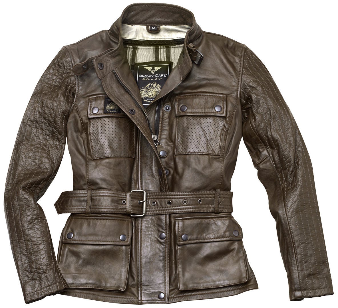 Black-Cafe London Madrid Ladies Motorcycle Leather Jacket brown XL Figure 1