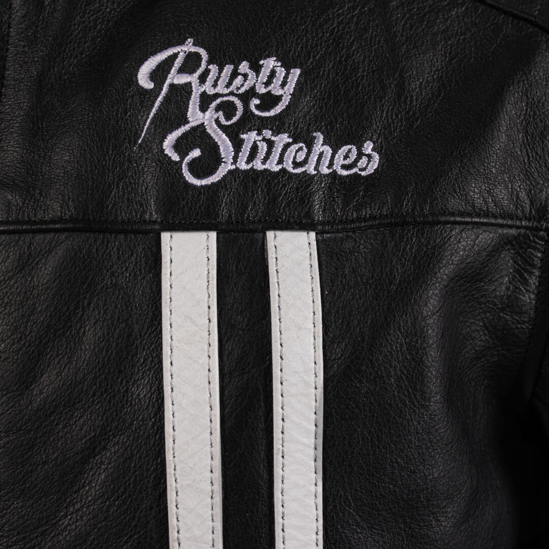 Rusty Stitches Cooper Blouson en cuir de moto Noir/Blanc L Figure 3