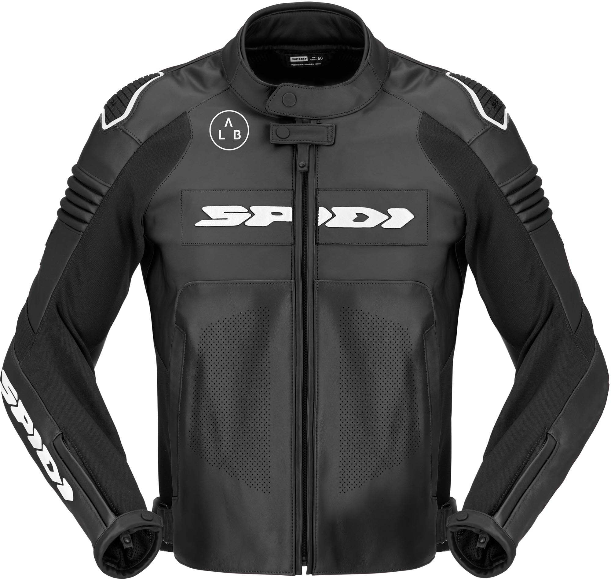 Spidi Hyper-V Pro perforated Motorcycle Leather Jacket black/white 52 Figure 1