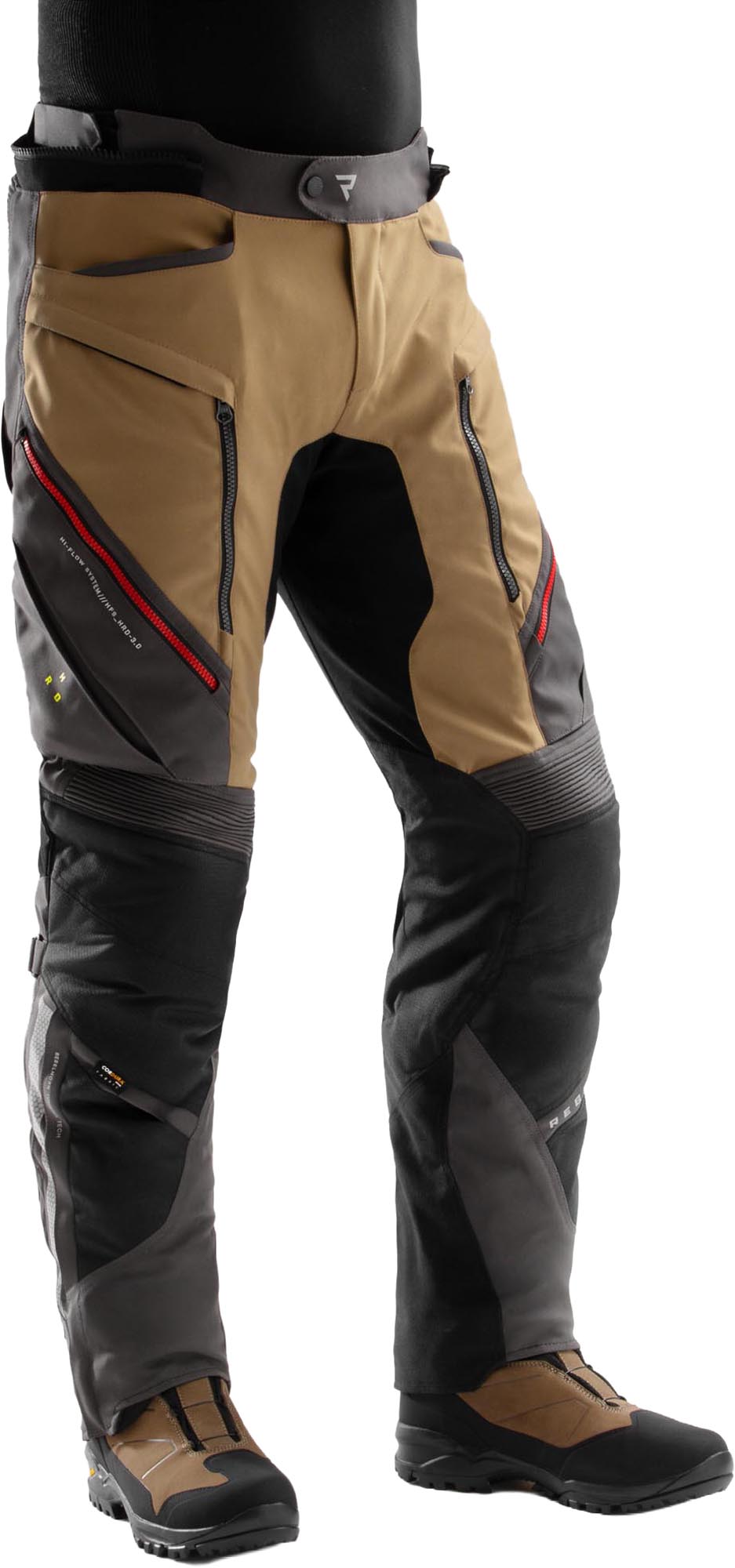 Rebelhorn Hardy 3.0 waterproof Motorcycle Textile Pants brown/grey/red S Figure 3