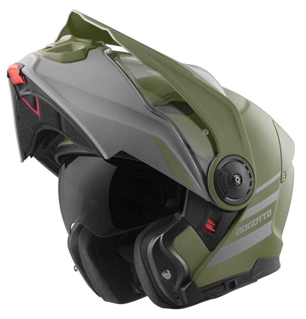 Side view of Bogotto FG-102 Duo Fiberglass Enduro Flip-Up Helmet