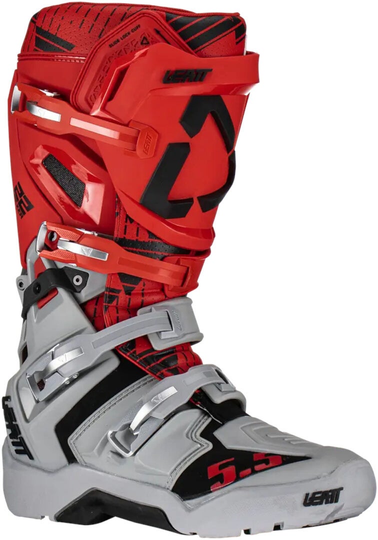 Leatt Men's Light Grey/Red Moto 5.5 Flexlock Enduro Motocross Boots