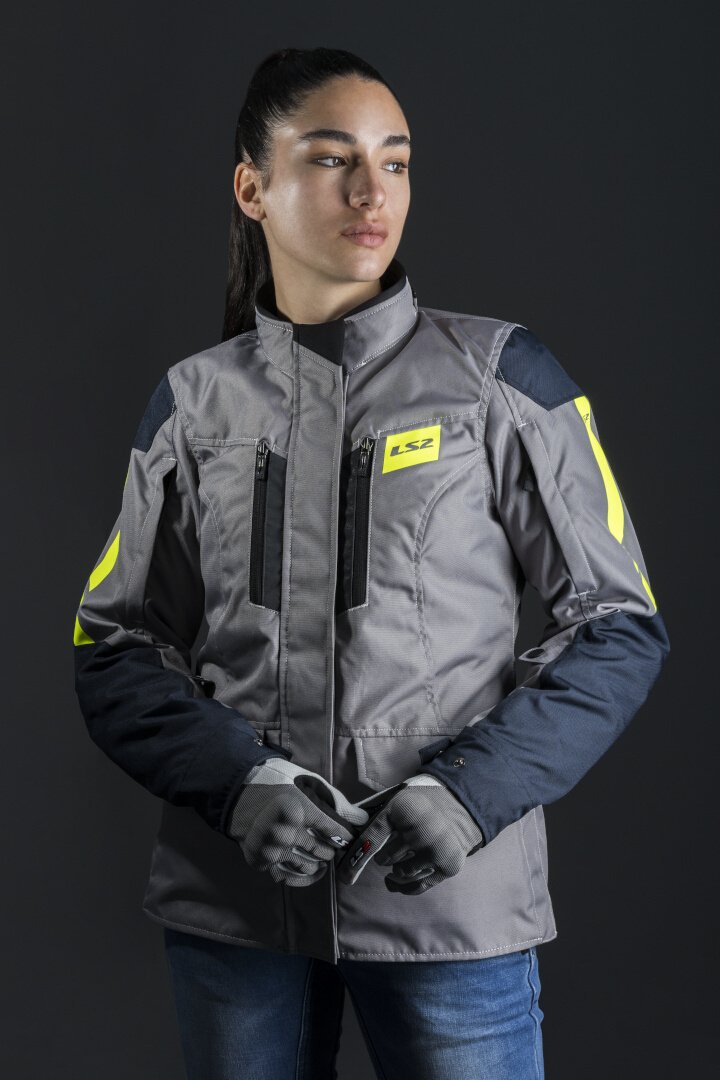 LS2 Metropolis Evo wasserdichte Damen Motorrad Textiljacke gri/albastru închis/galben neon 5XL Figura 5