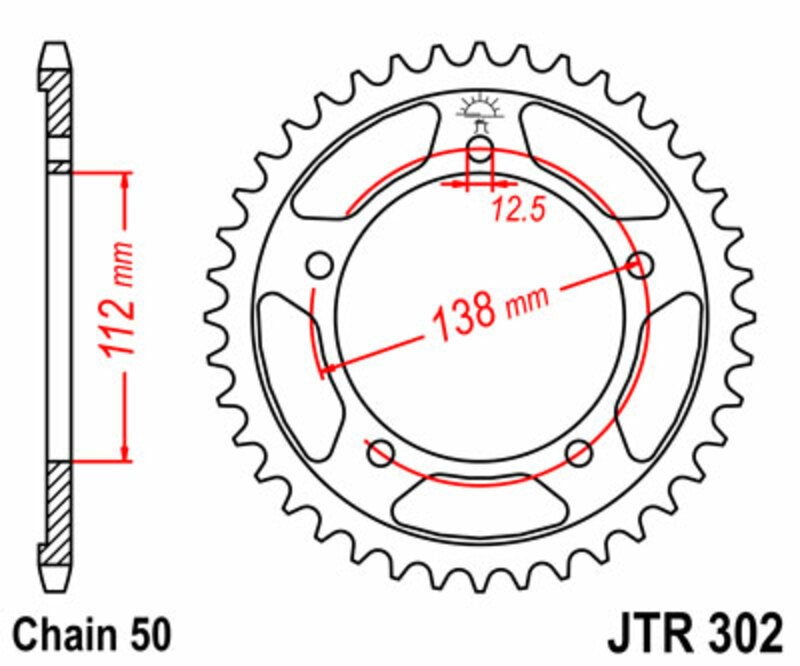 PROCHETE JT Pinion spate standard din oțel 302 - 530 Figura 1