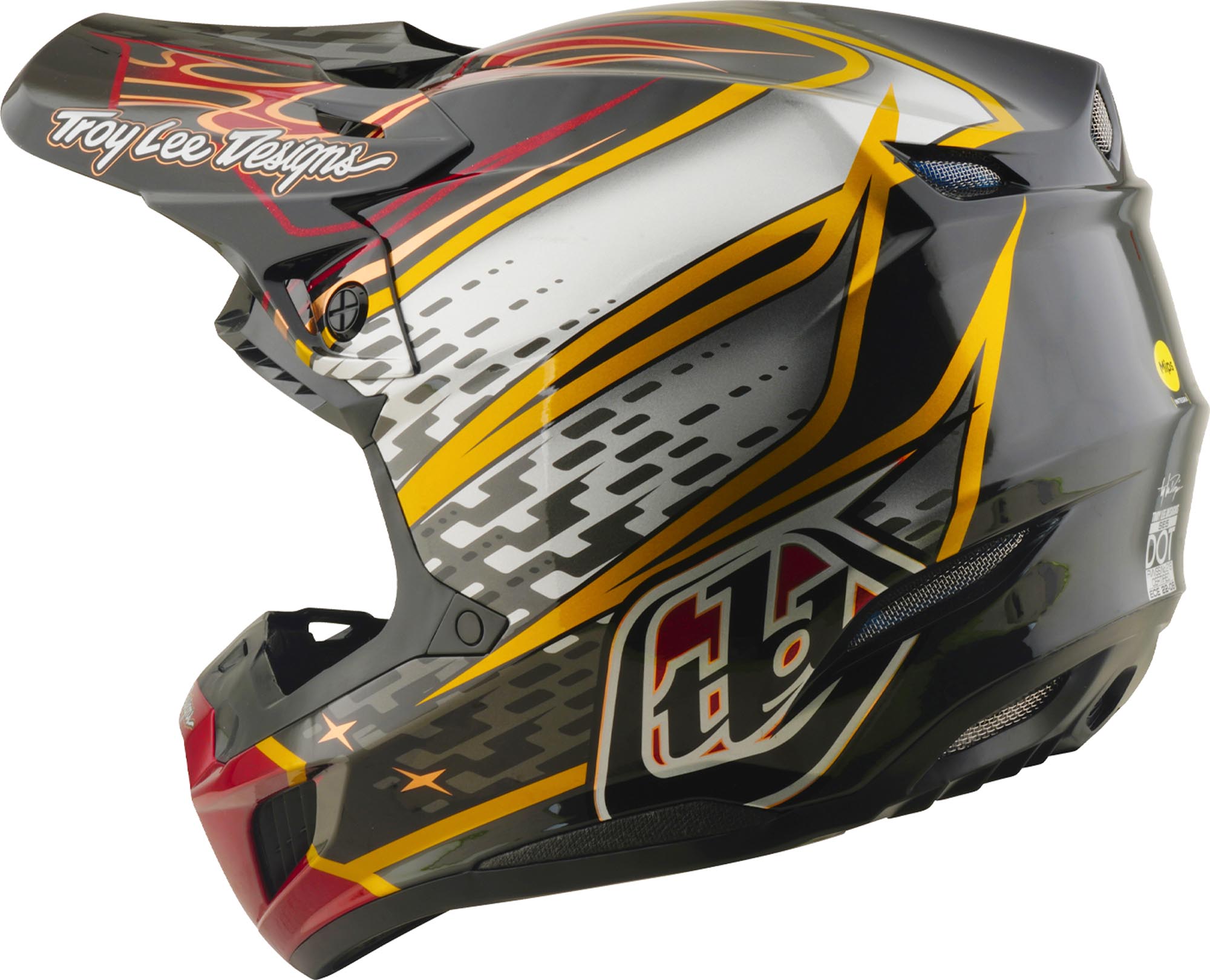 Side view of Troy Lee Designs SE5 Composite MIPS Wings Motocross Helmet