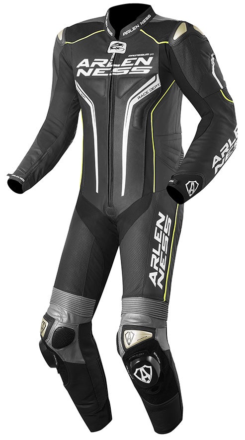 Arlen Ness Sugello One Piece Motorcycle Leather Suit black/yellow 60 Figure 1