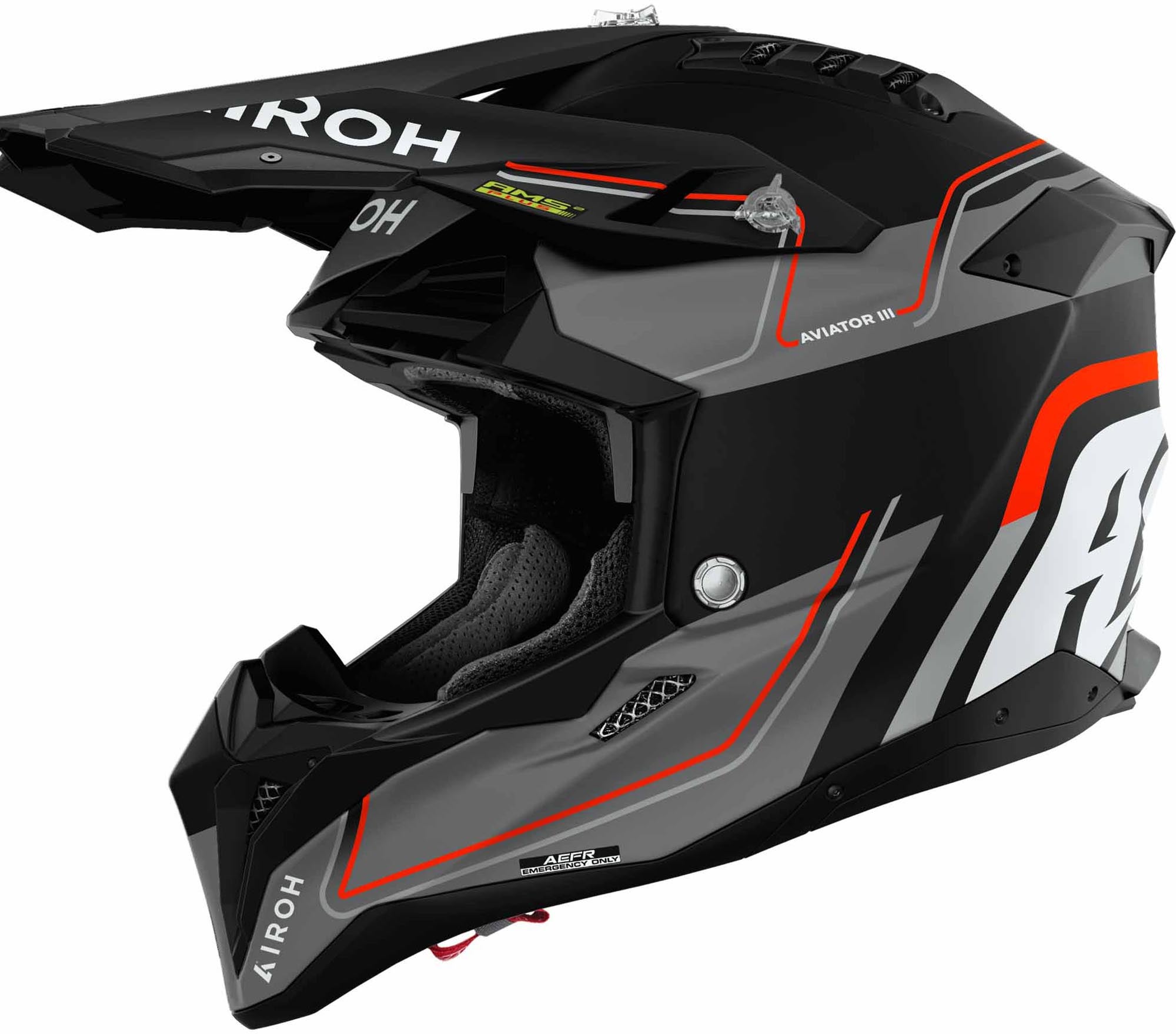 Airoh Aviator 3 Leader Motocrosshelm zwart mat/grijs/oranje Verlies (59/60) Figuur 1
