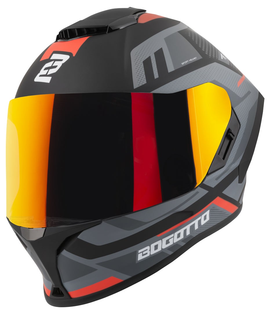 Bogotto Phantom Codex Glasvezel helm zwart/grijs/rood S Figuur 1