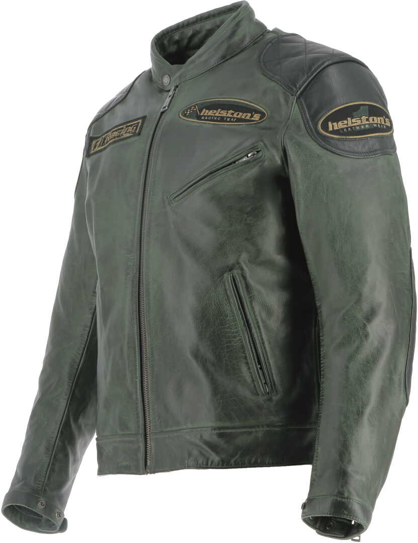 Helstons Trevor Motorcycle Leather Jacket green/black L Figure 4