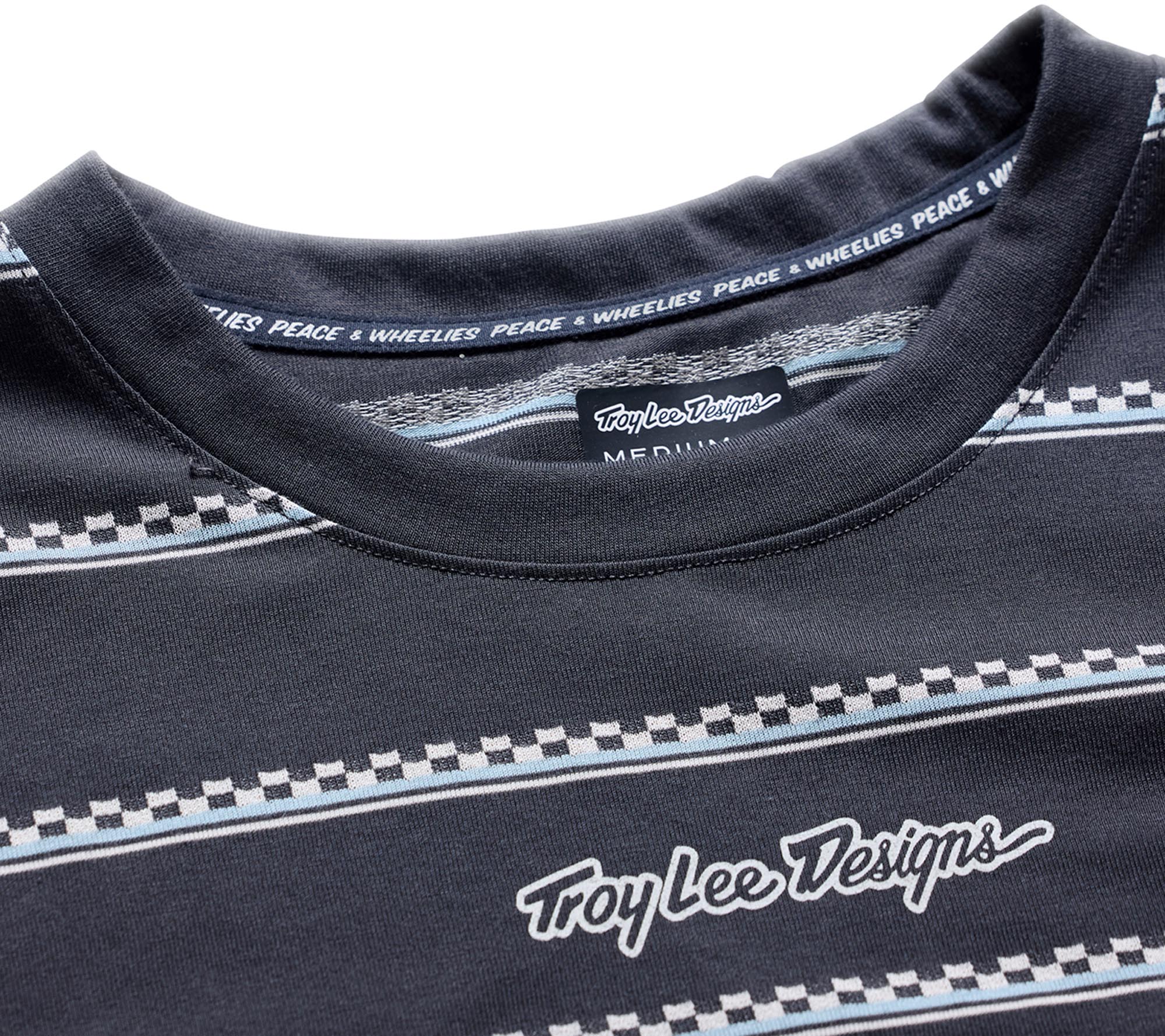 Side view of Troy Lee Designs Skyline Ride Checked Out Short Sleeve Bicycle Jersey