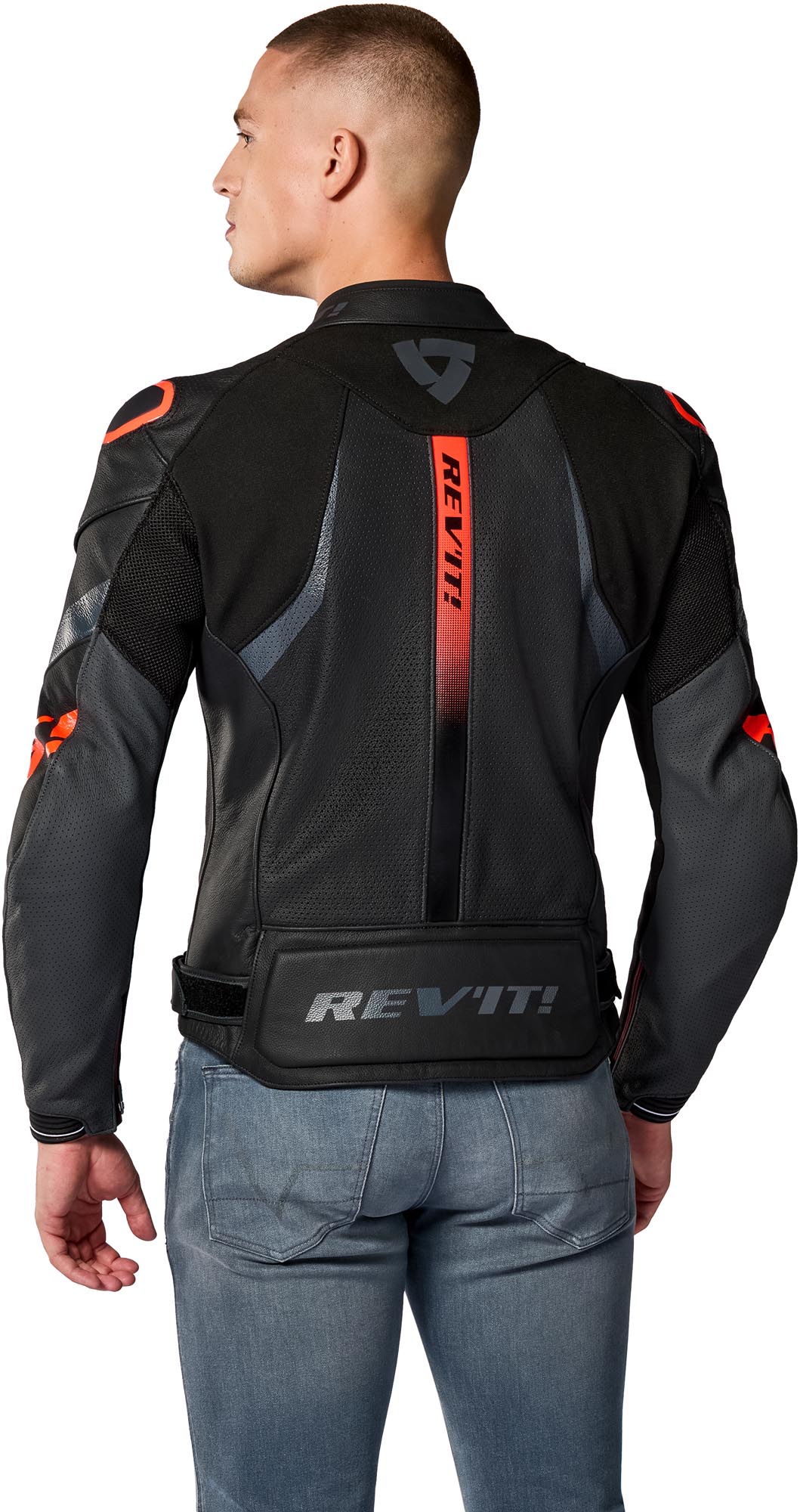 Revit Hyperspeed 3 Air perforated Motorcycle Leather Jacket black/neon-red 52 Figure 4
