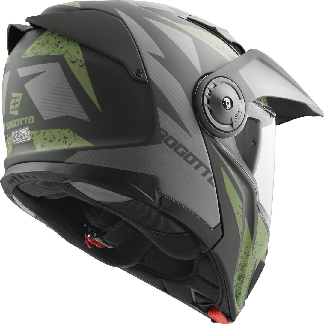 Bogotto FG-102 Safari Fiberglass Enduro Flip-Up Helmet black matt/grey/green XL Figure 4