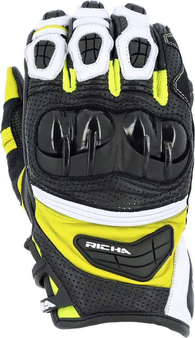 Richa Stealth perforated Motorcycle Gloves black/white/yellow L Figure 1
