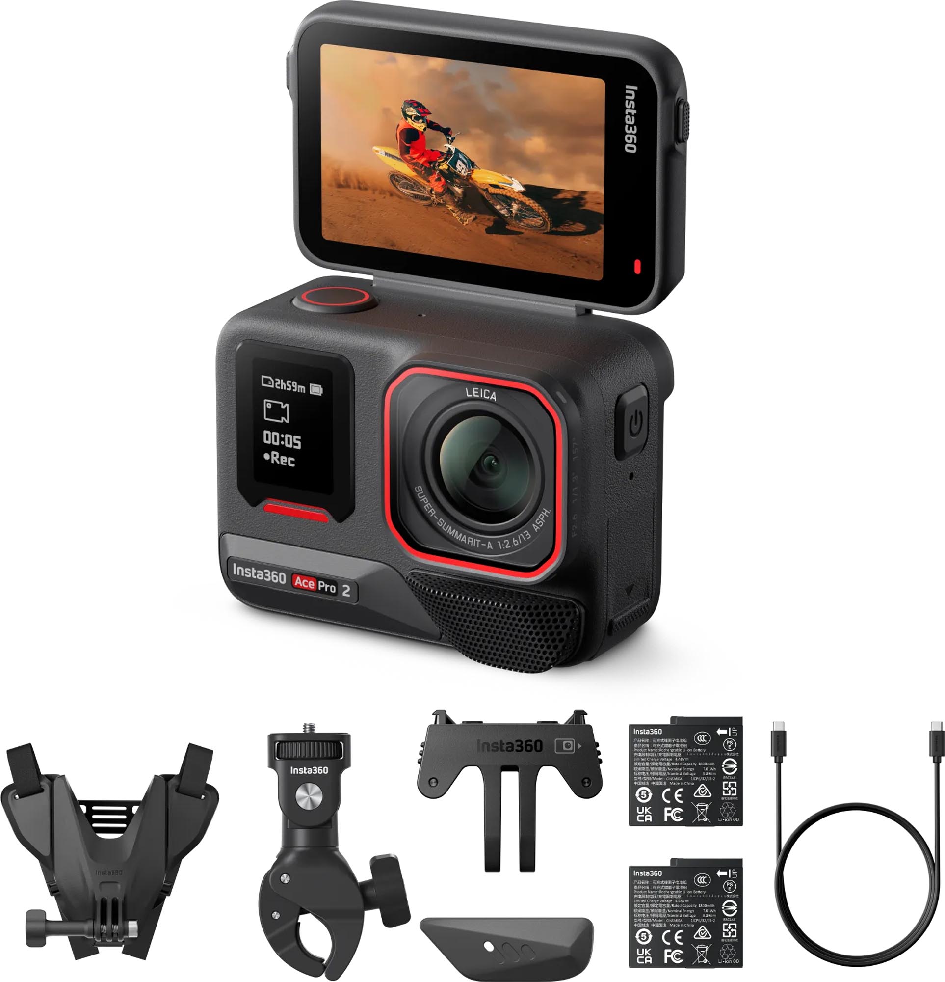 Insta360 Ace Pro 2 Dual battery Motorrad-Bundle Cameră de acțiune Figura 3