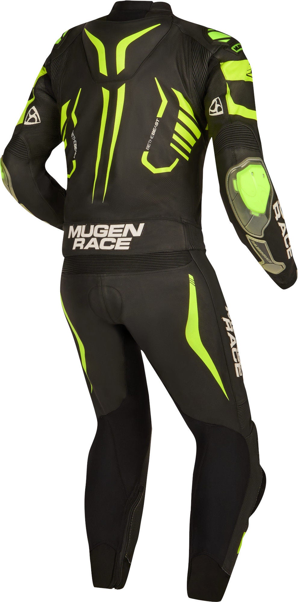 MUGENRACE Predator perforated Two Piece Motorcycle Leather Suit black/white/neon-yellow 62 Figure 4