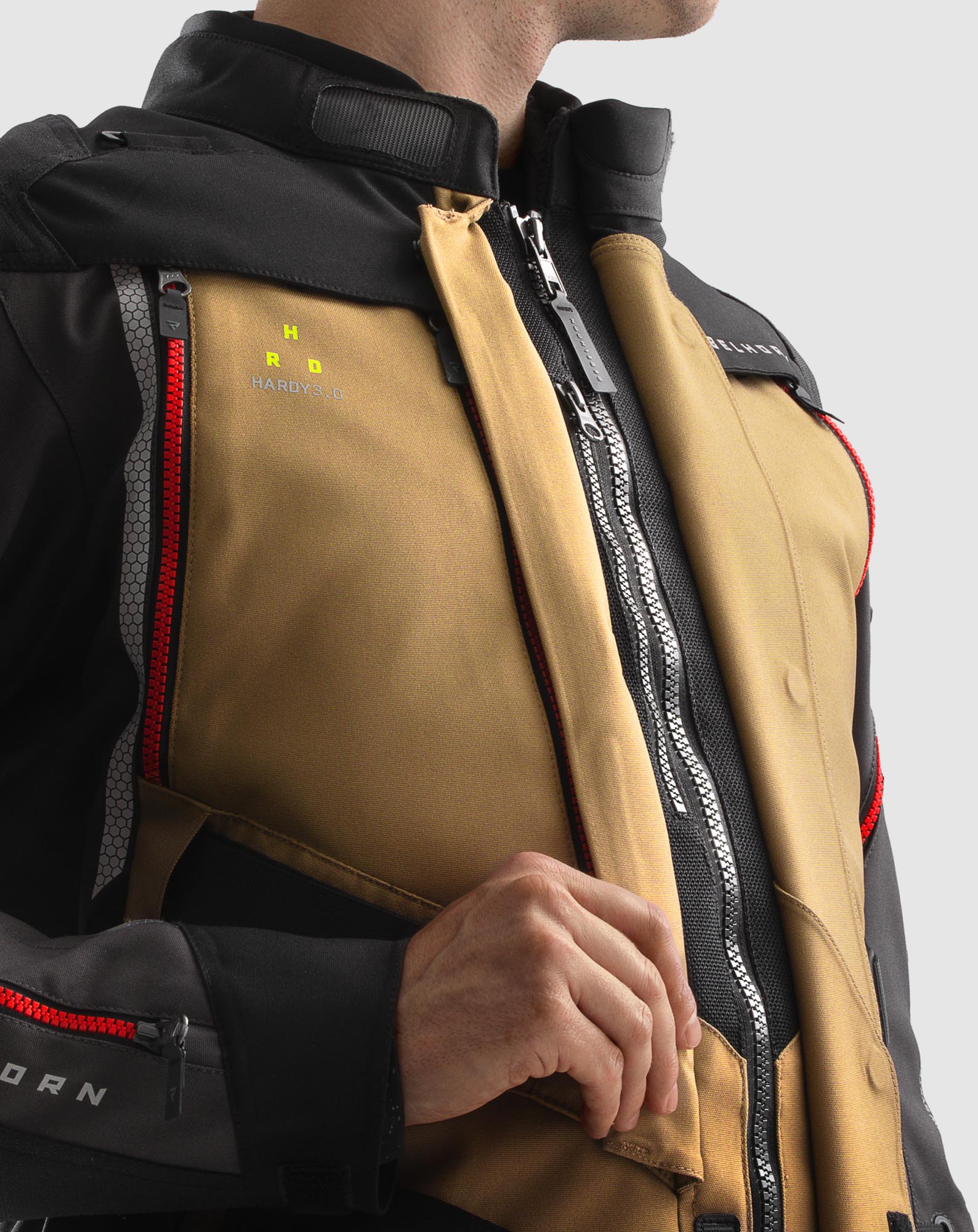 Side view of Rebelhorn Hardy 3.0 waterproof Motorcycle Textile Jacket