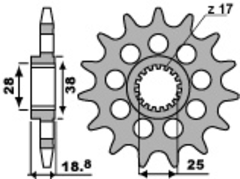 PBR Pignon acier standard 2078M - 525 Figure 1
