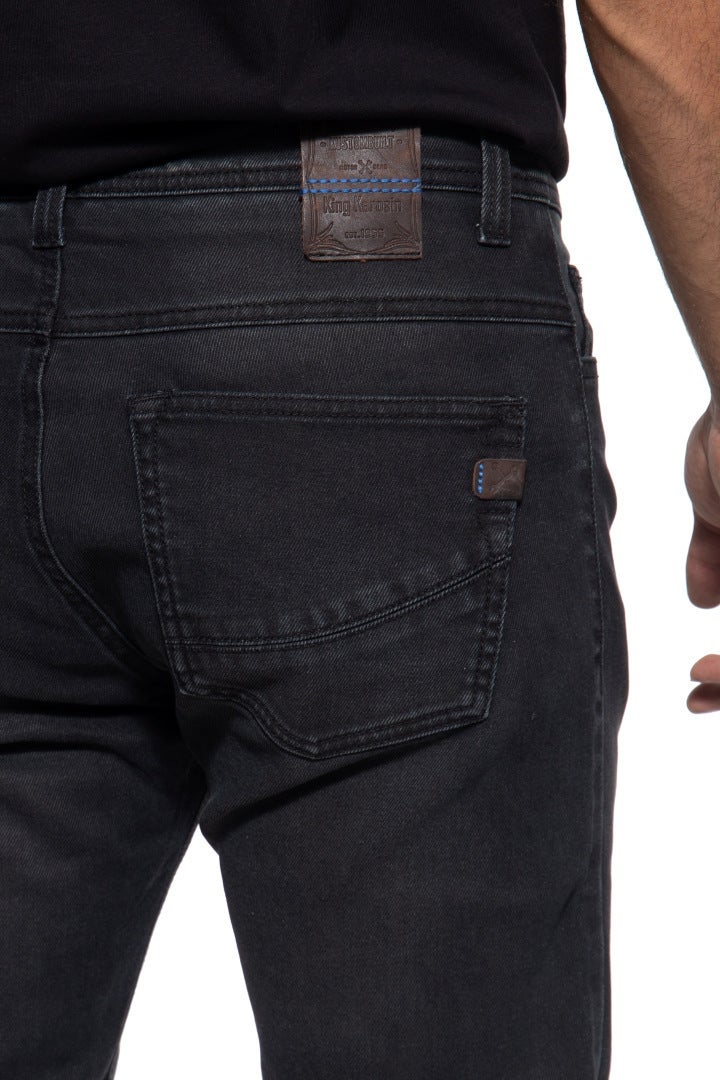 Side view of King Kerosin Kustombuilt Black Motorcycle Textile Pants