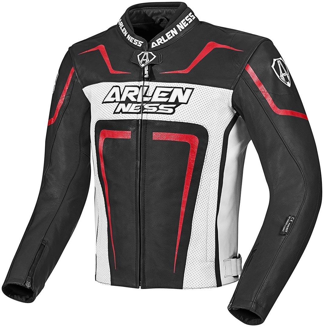 Arlen Ness Motegi Motorrad Lederjacke schwarz/weiß/rot 58 Abbildung 1