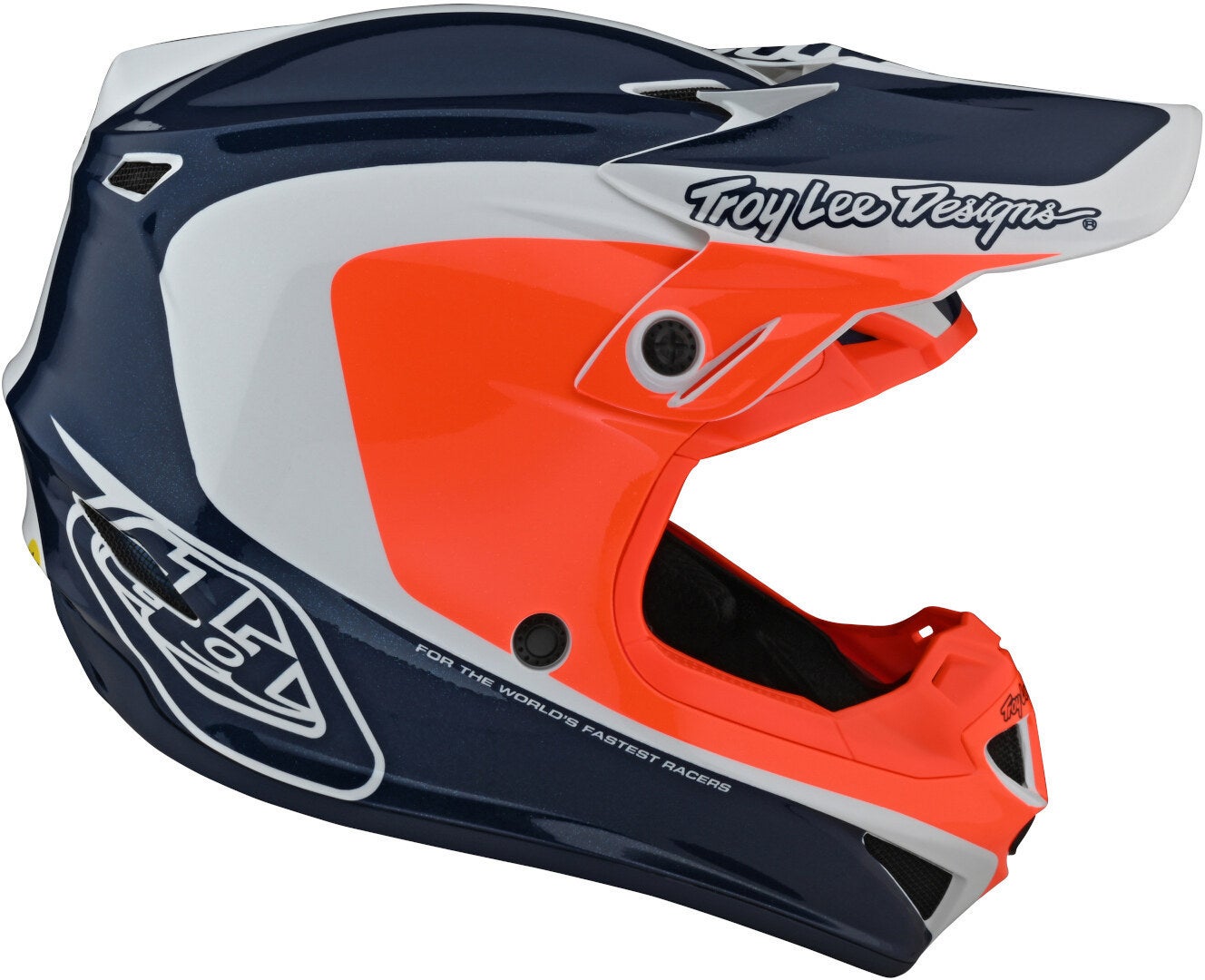 Troy Lee Designs SE4 Corsa Casque de motocross Blanc/Bleu/Orange S Figure 4
