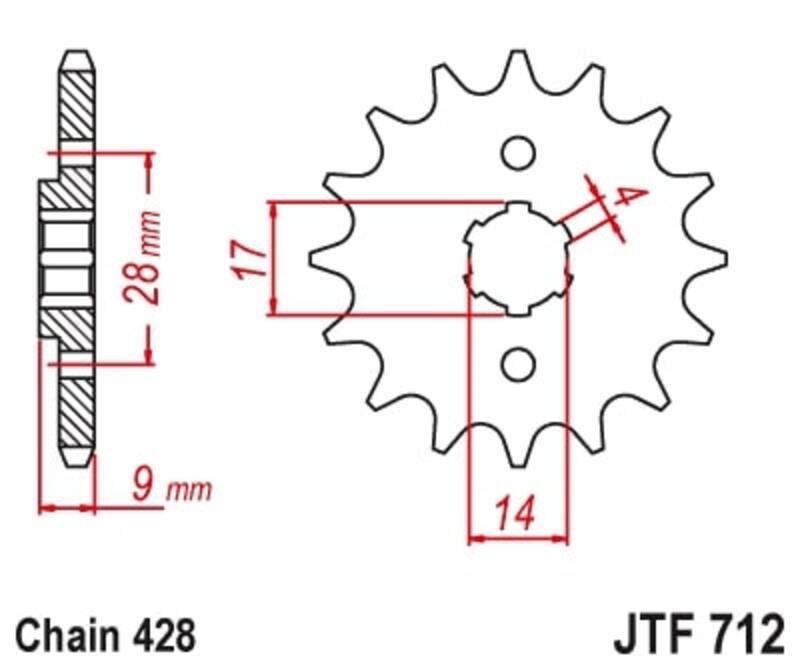 JT DRIVE CHAIN JT/JT Kettensatz 428HDS 13/62 Standard - Standard Ritzel Abbildung 5